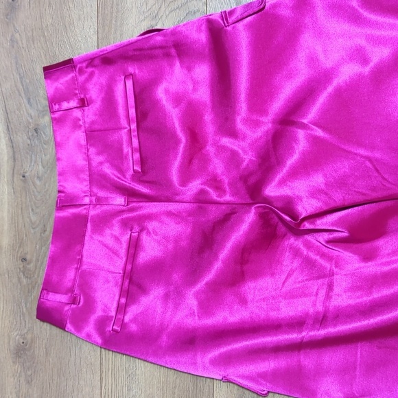 Frame Relaxed Straight Cargo High Waist in Magenta Satin Pockets sz 6 - Picture 6 of 13